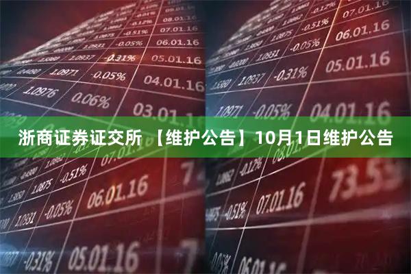 浙商证券证交所 【维护公告】10月1日维护公告